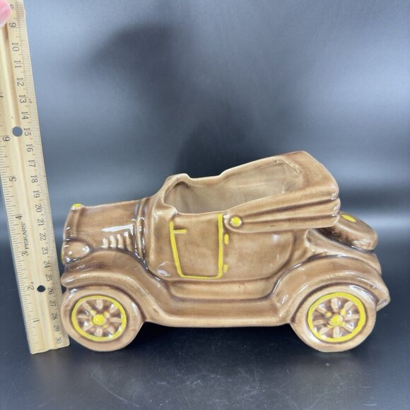 1950s McCoy Car Jalopy Automobile Planter Floral Pot Arrangement Brown Ceramic - Picture 5 of 16